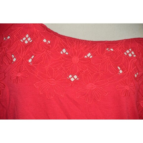 Torrid Women's Red Floral Open Weave Off Shoulder Sweatshirt Plus Size 2 2X - Picture 3 of 9